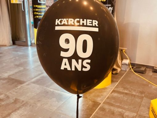 Ballon 90 ans Ballon Kärcher 90 ans et éléments de branding lors de l’événement au Carré du Hélin